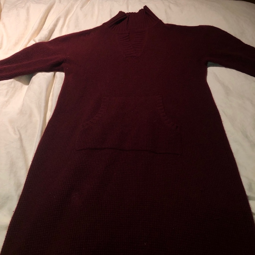 Thick long burgundy sweater dress